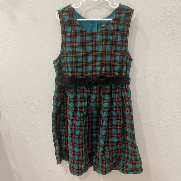 Vintage Gymboree Green & Red Plaid Cord Dress - Picture 1 of 9